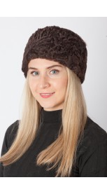 Dark brown karakul fur hat